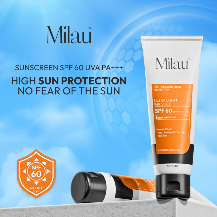 Milau SPF 60 PA+++ Sunscreen Gel | UVA, UVB & Blue Light Protection | 50g