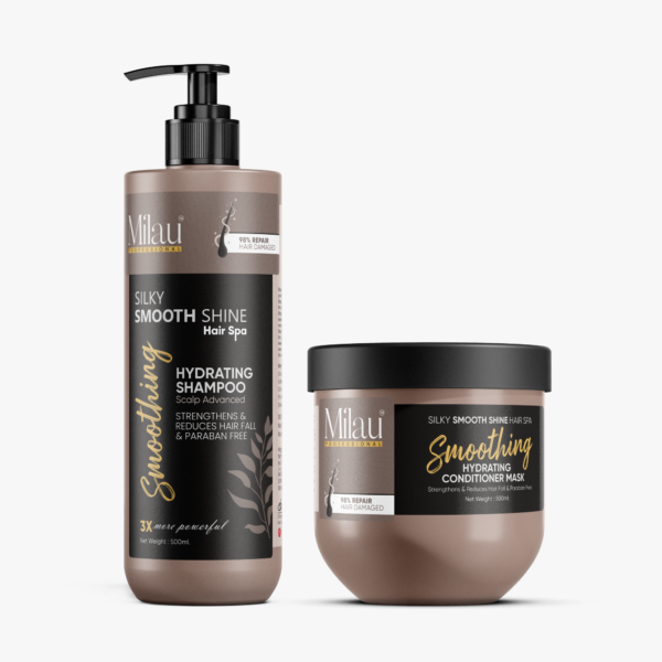 Milau Silky Smooth Shine Hair Spa Shampoo (500ml) + Conditioner Mask (500ml) -  Hydrating Set