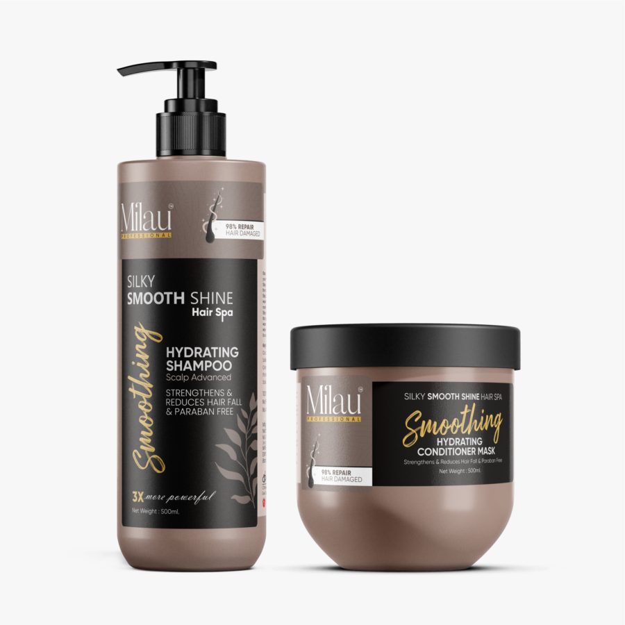 Milau Silky Smooth Shine Hair Spa Shampoo (500ml) + Conditioner Mask (500ml) –  Hydrating Set