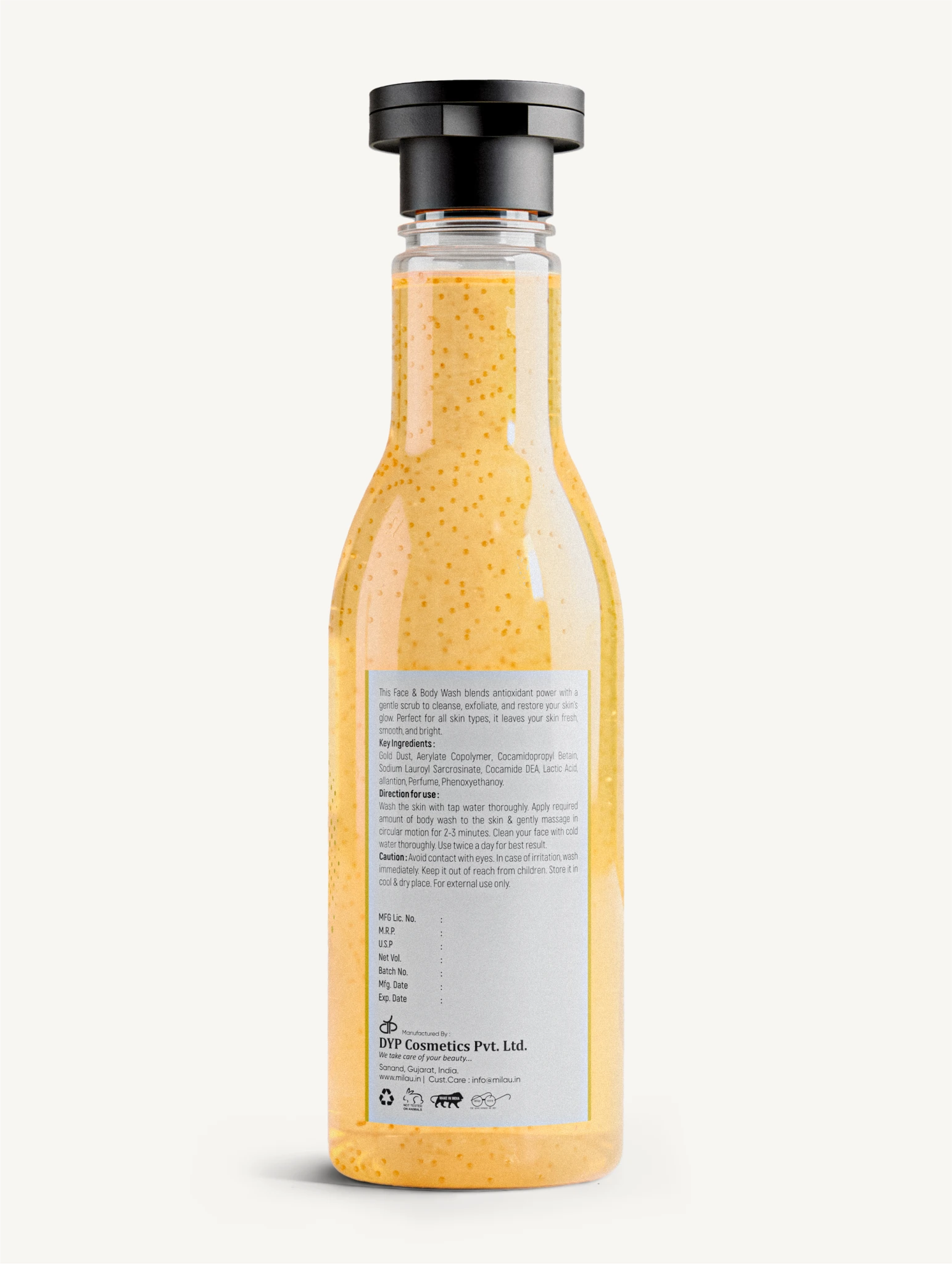 Hydra Smooth Face & Body Wash with Beads for Brightening, Anti-Aging & Deep Cleansing | Milau