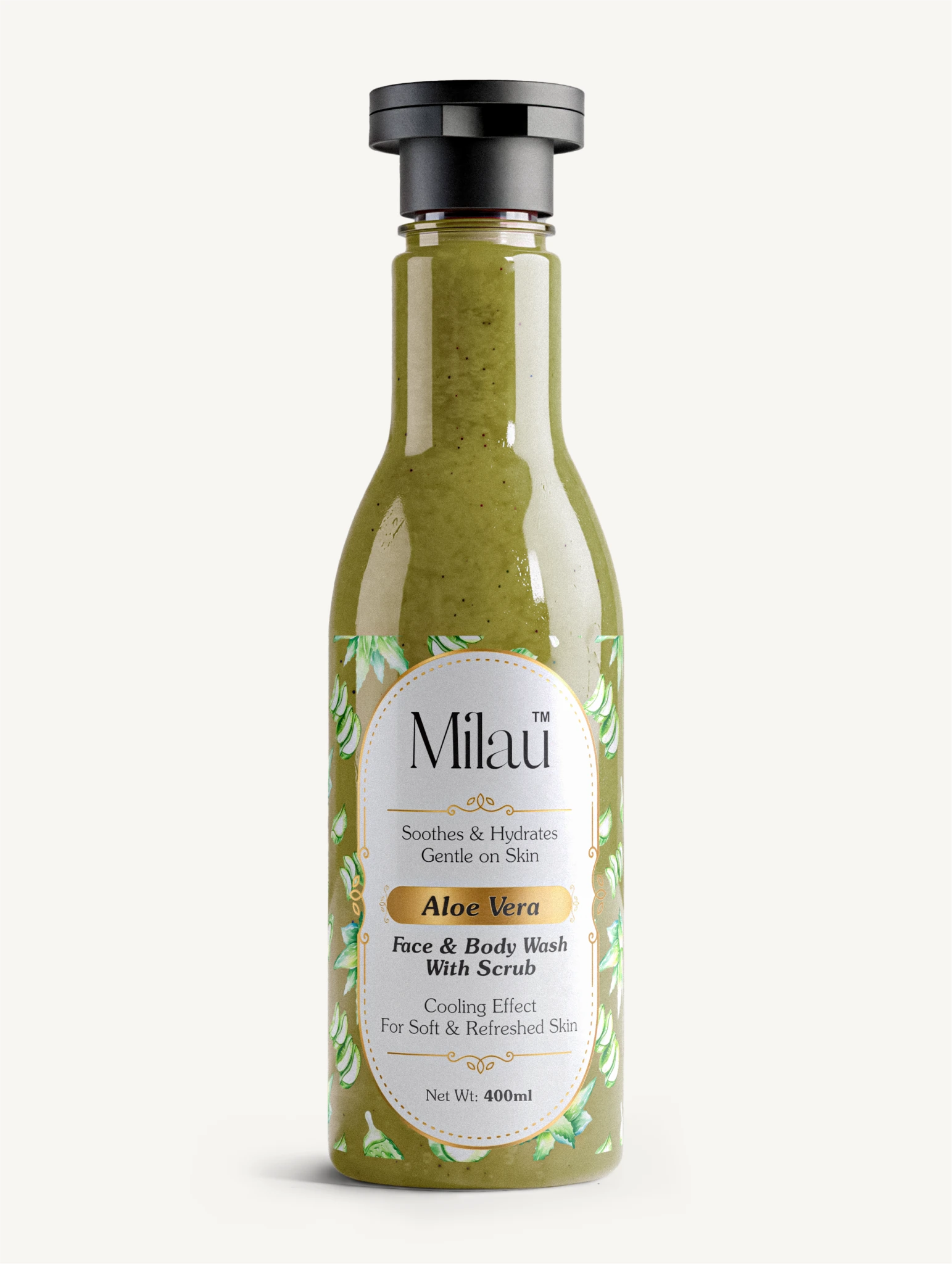 Aloe Vera Face & Body Wash with Scrub – Hydrating Gentle Cleanser for Soft Skin | Milau