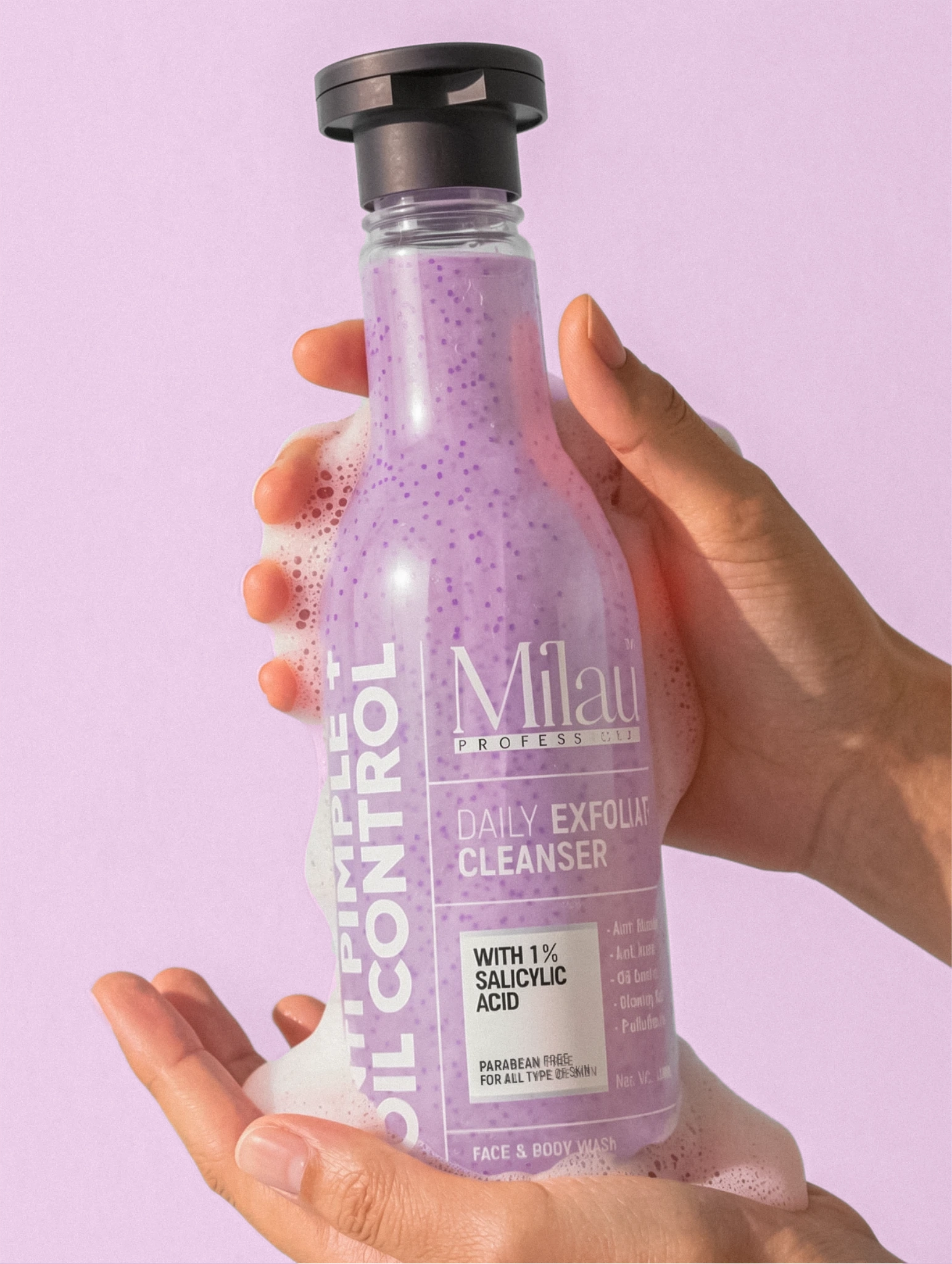 Anti-Pimple Face & Body Wash with 1% Salicylic Acid – Deep Cleansing Exfoliating Wash | Milau