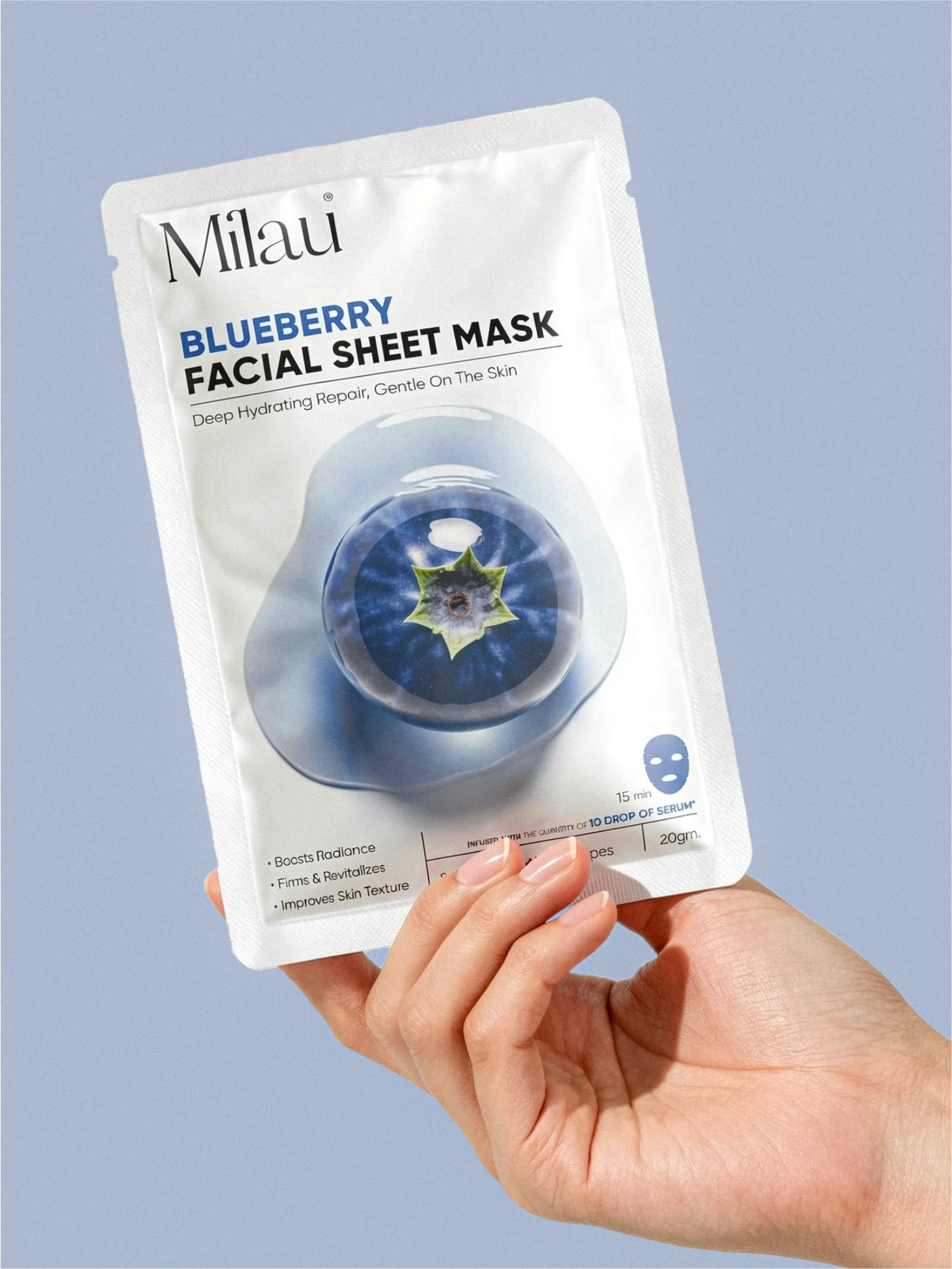 Blueberry Antioxidant Sheet Mask for Skin Repair & Glow | Milau