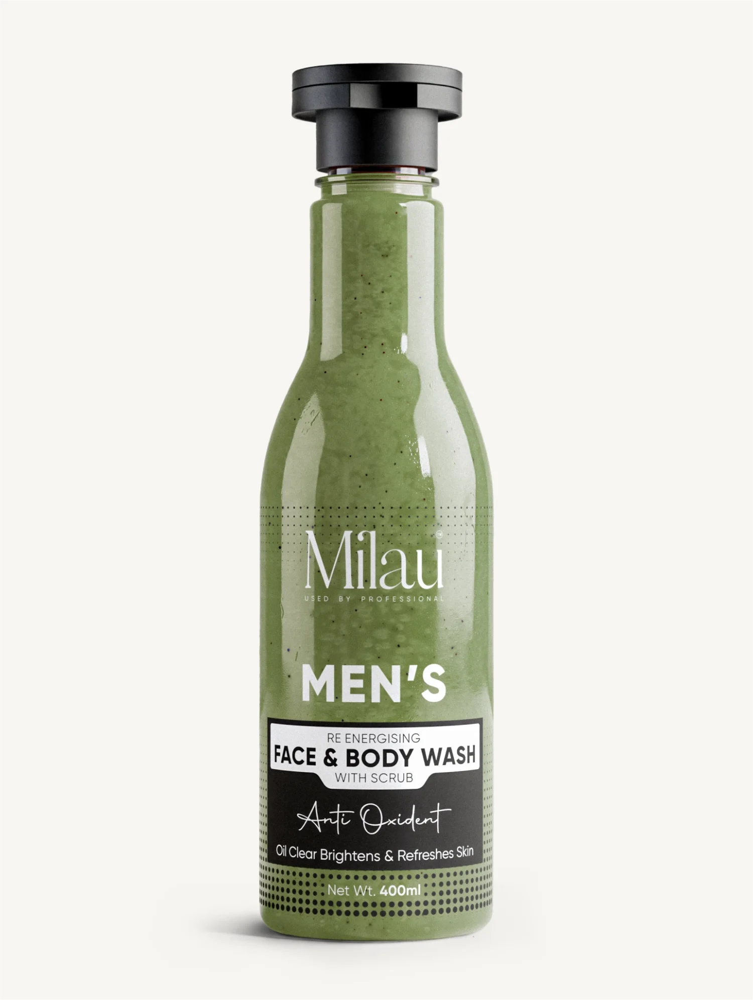 Milau Men’s Re-Energising Face & Body Wash with Scrub — Antioxidant | 200 ml & 400 ml