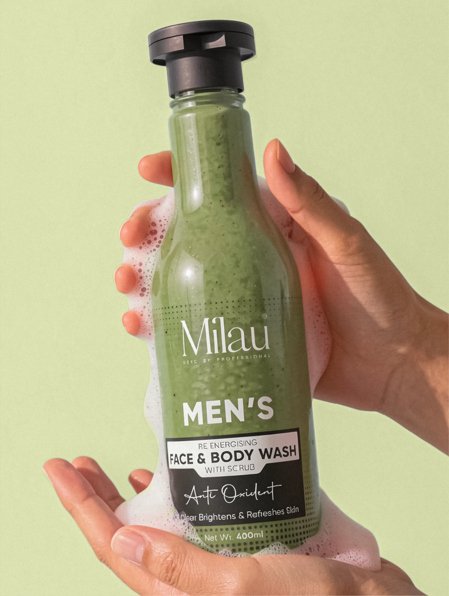 Men’s Face & Body Wash – Oil Control Scrub Cleanser for Clear, Fresh & Energized Skin | Milau