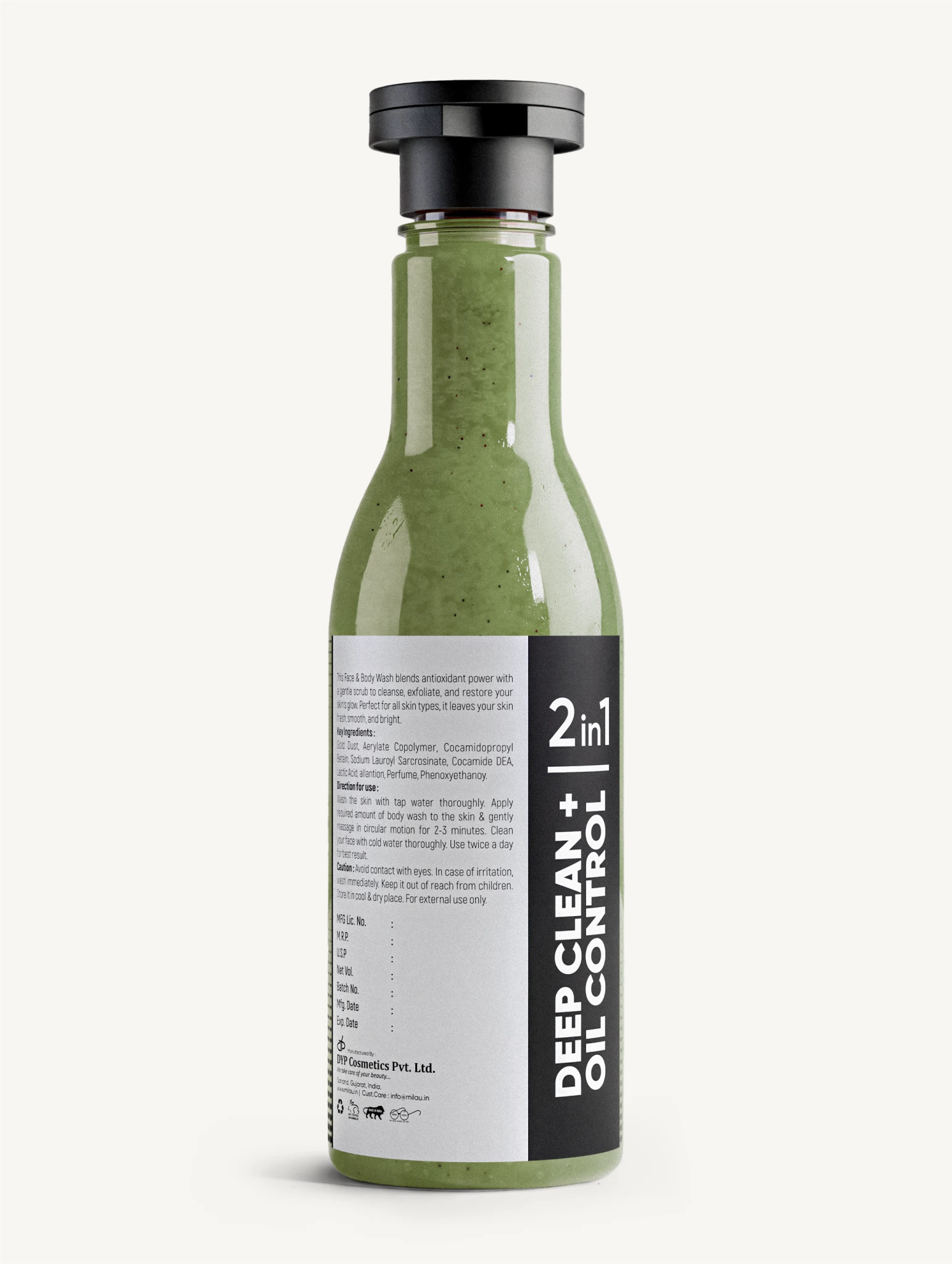 Men’s Face & Body Wash – Deep Clean Oil Control Scrub Cleanser Product Details & Ingredients | Milau