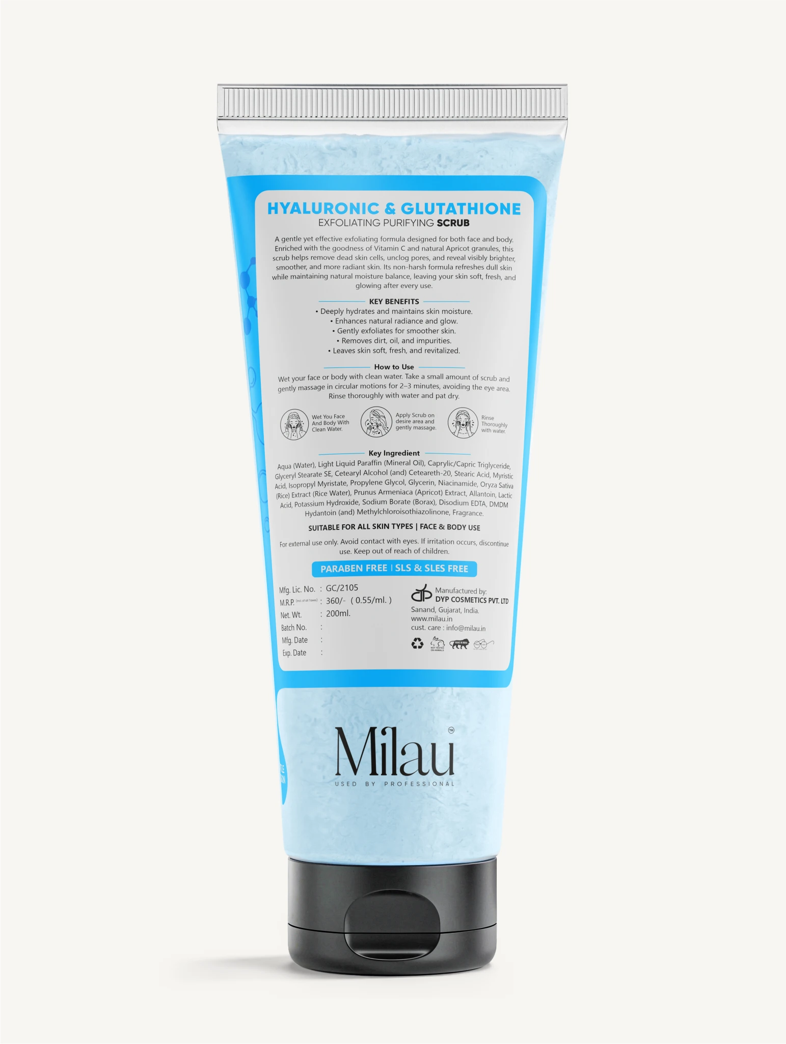 Deep Hydration & Skin Repair Scrub | Hyaluronic Powered Skincare | Milau