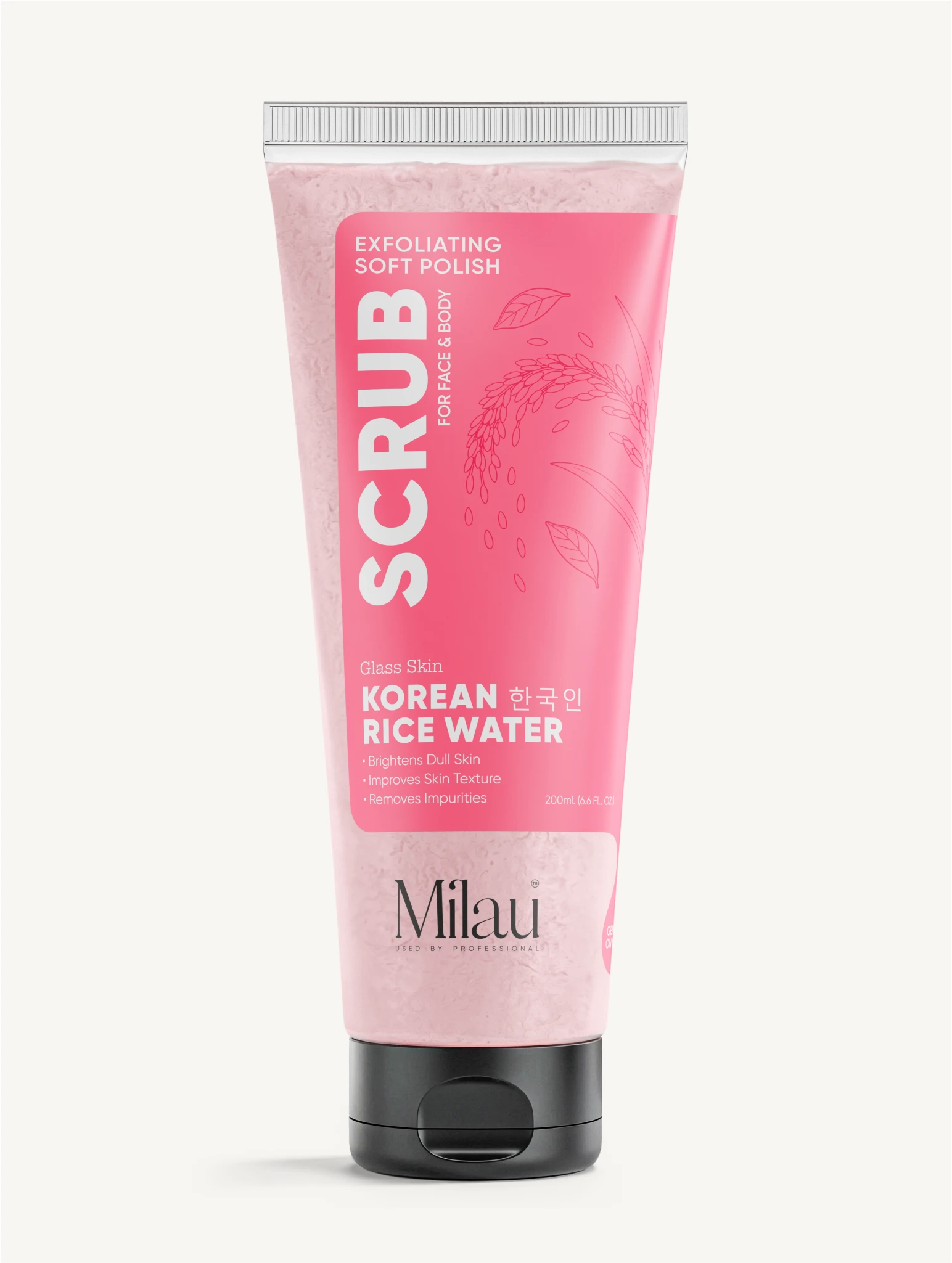Korean Rice Water Face & Body Scrub for Glass Skin Glow | Milau