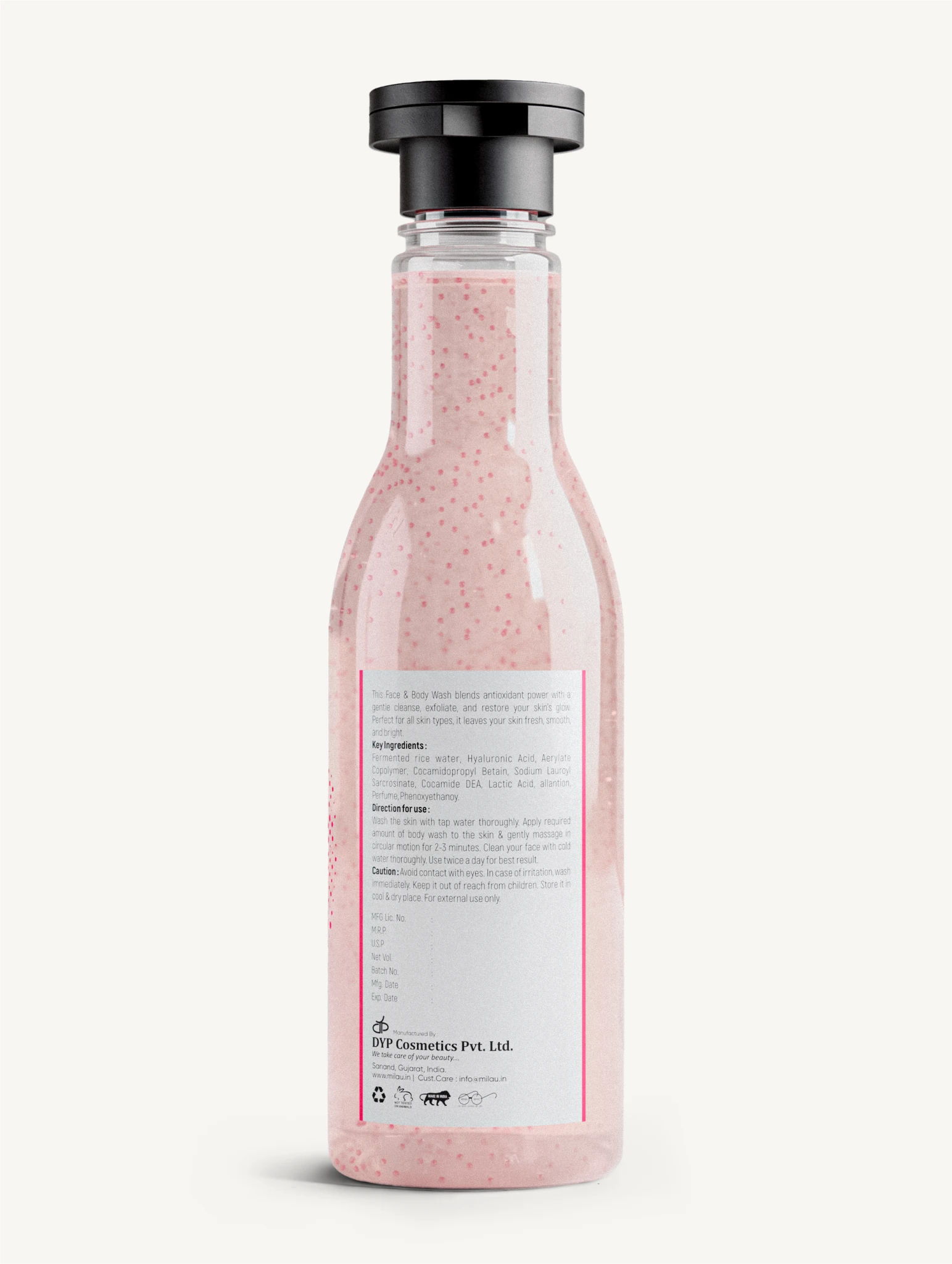 Korean Glass Skin Face & Body Wash – Ingredients, Directions & Hydrating Scrub Cleanser Details | Milau