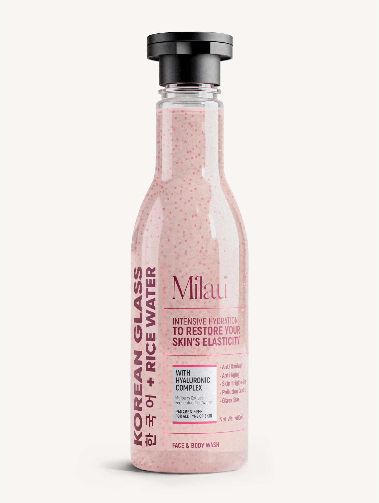 Korean Rice Water – Glass Skin Face & Body Wash with Rice Water & Hyaluronic Complex for Hydration & Glow | Milau