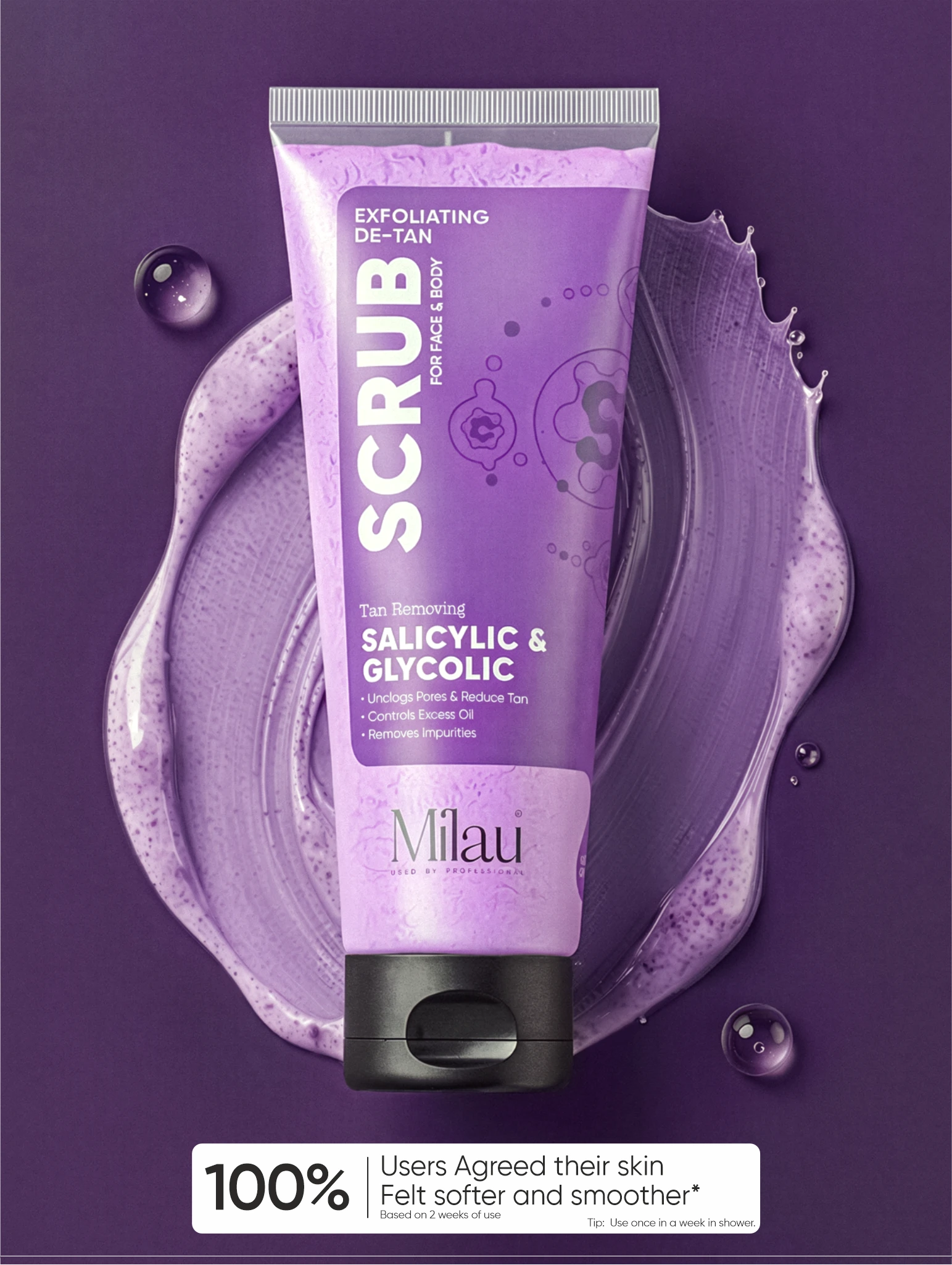 AHA BHA Body Scrub for Acne Control & Smooth Skin | Milau