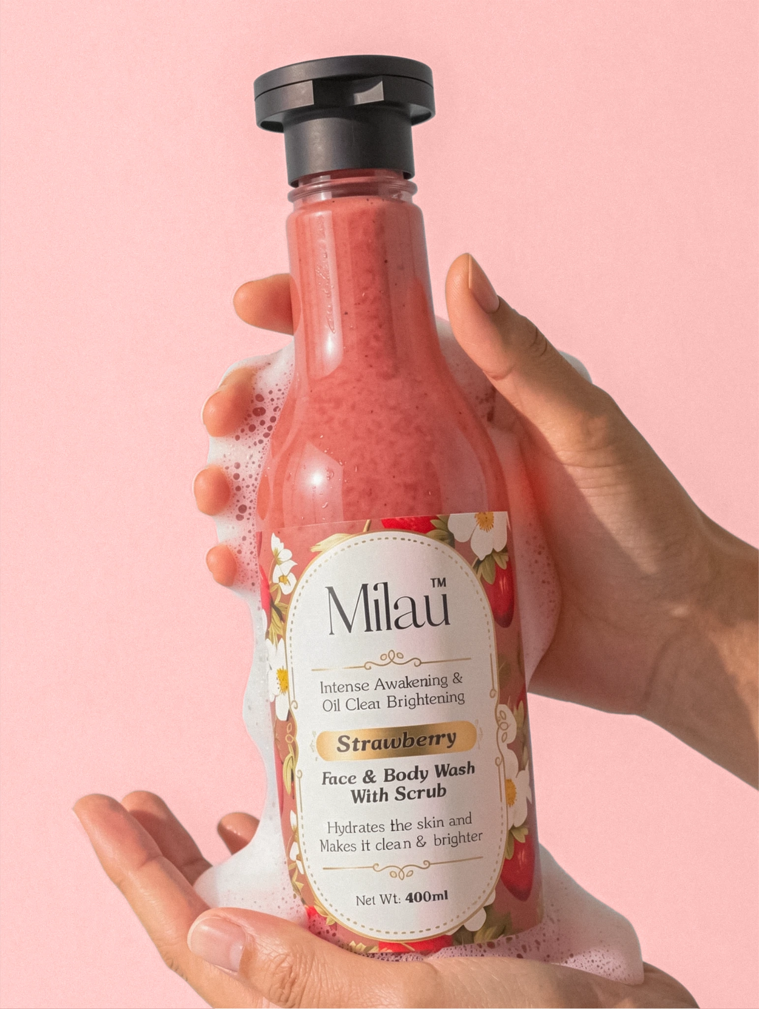 Strawberry Exfoliating Face Wash with Scrub for Smooth, Clean & Radiant Skin | Milau