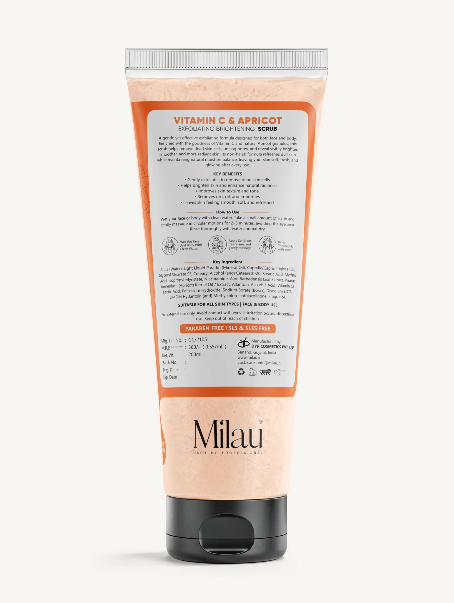 Exfoliating Face & Body Scrub with Key Ingredients & Benefits | Milau