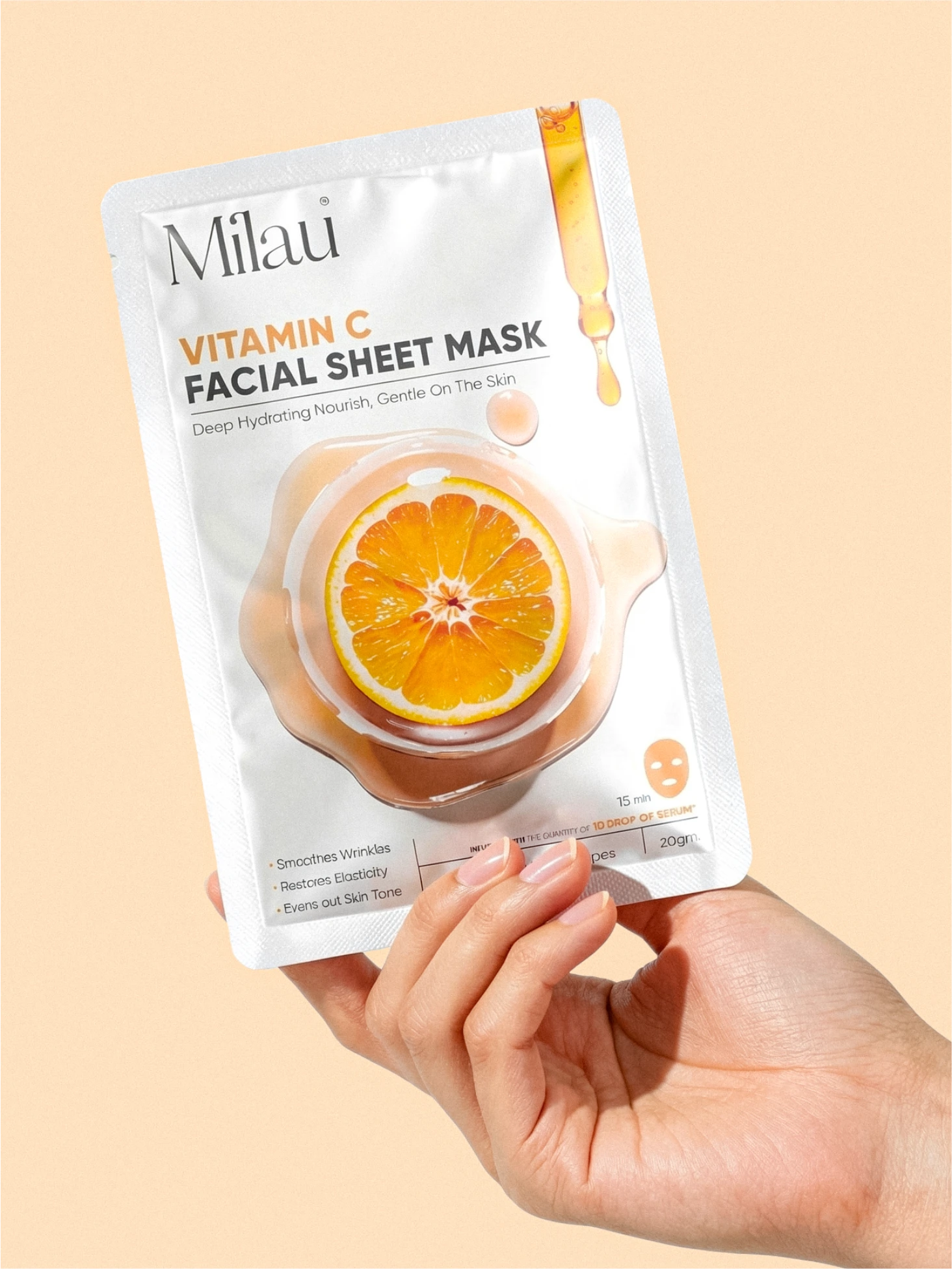 Vitamin C Sheet Mask for Brightening & Tan Removal | Milau