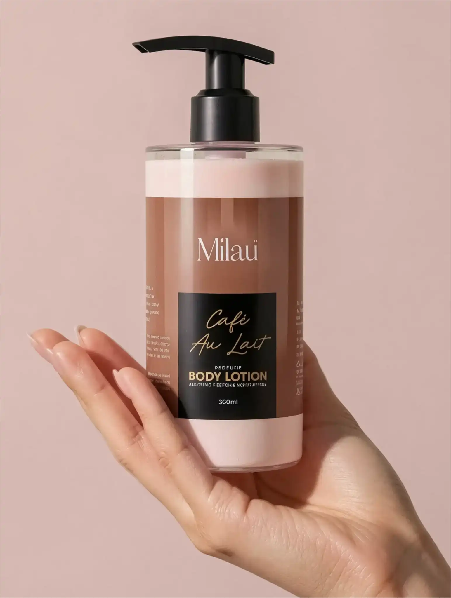 Milau Cafe Au Lait perfume body lotion bottle in hand moisturizing fragrance lotion 300ml