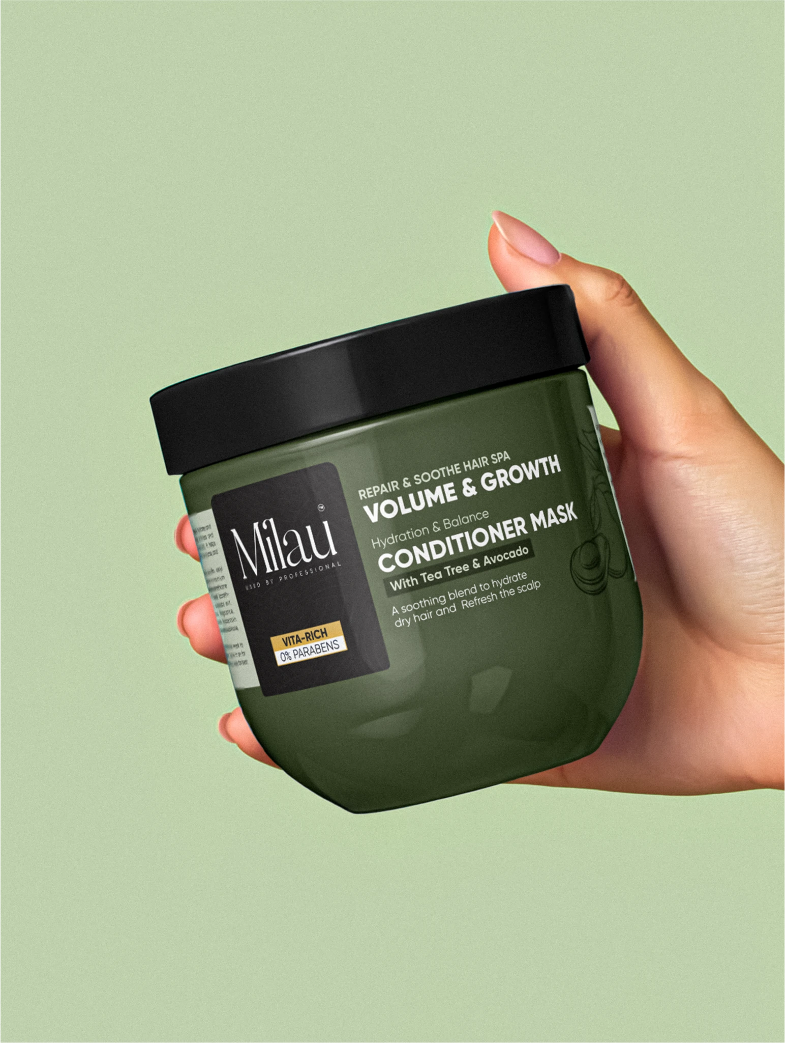 Hair Growth Conditioner Mask with Tea Tree & Avocado | Repair & Volume Boost Hair Spa | Paraben Free. | Milau