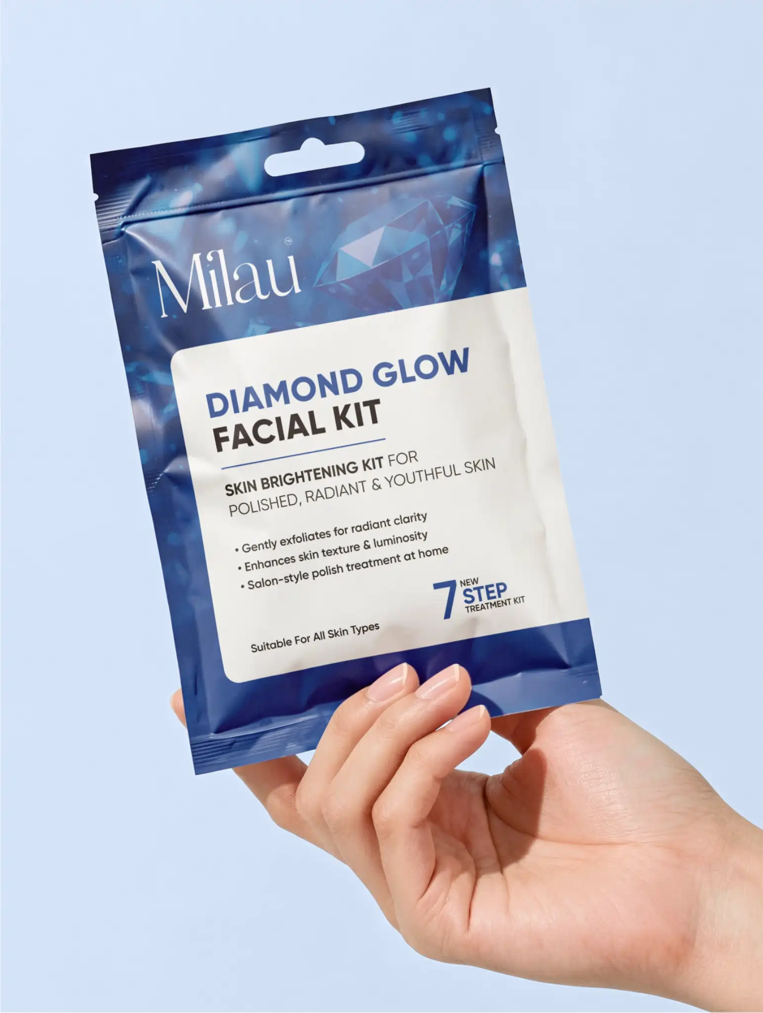 Milau Diamond Glow Facial Kit – 7 Step Skin Brightening Facial Kit for Instant Radiance
