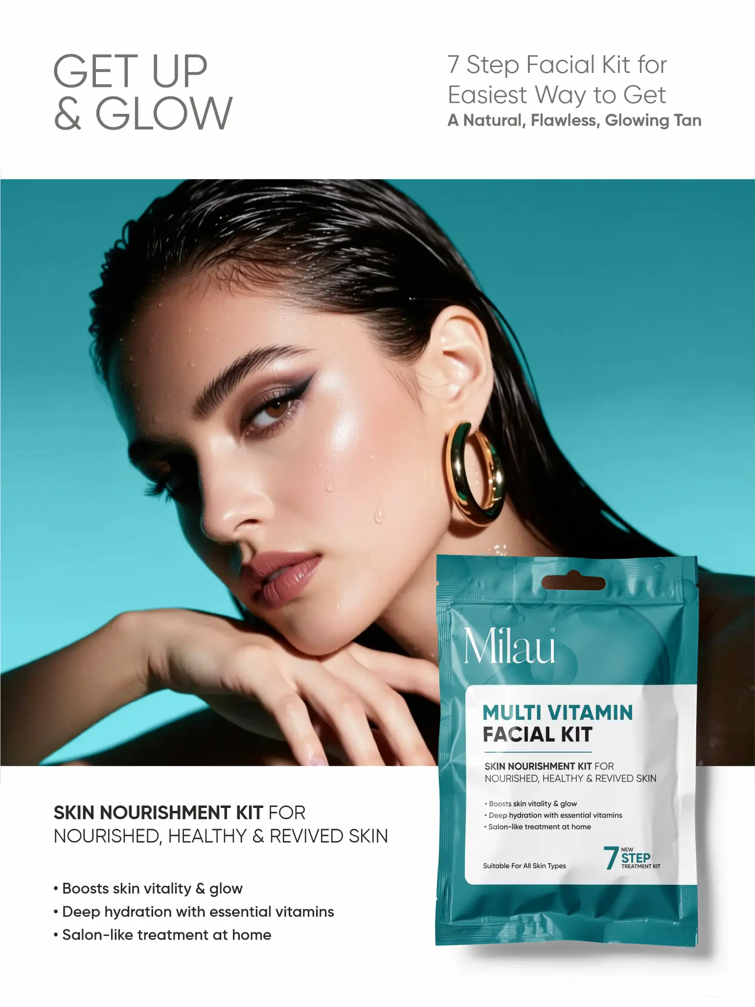 Milau Multi Vitamin Facial Kit – Skin Nourishment 7 Step Facial Kit for Healthy & Revived Skin