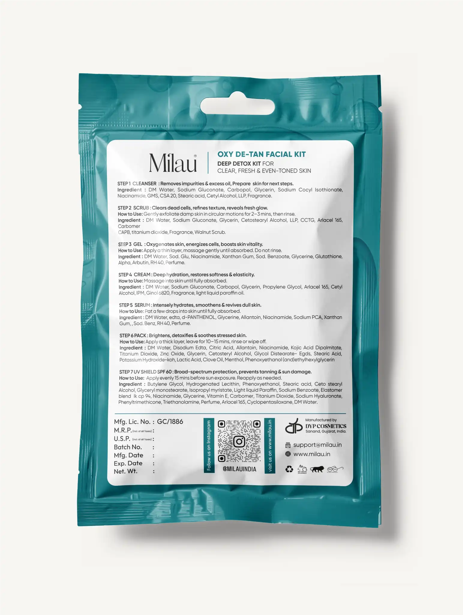 Milau Multi Vitamin Facial Kit – Skin Nourishment 7 Step Facial Kit for Healthy & Revived Skin