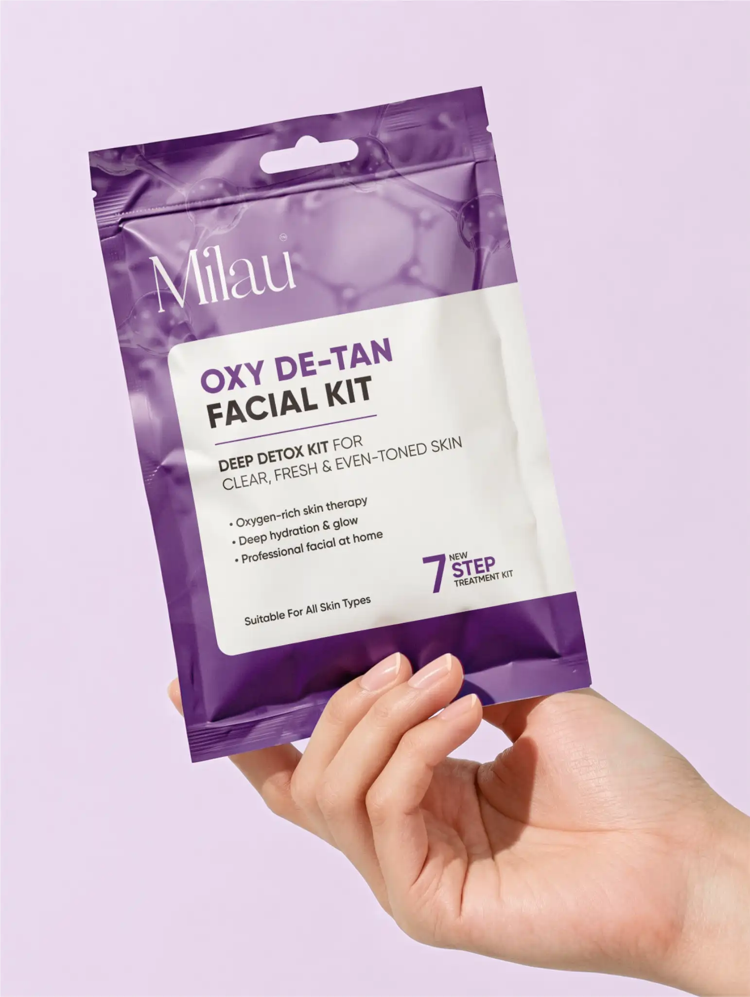 Milau Oxy De-Tan Facial Kit – Deep Detox 7 Step Facial Kit for Tan Removal & Clear Skin