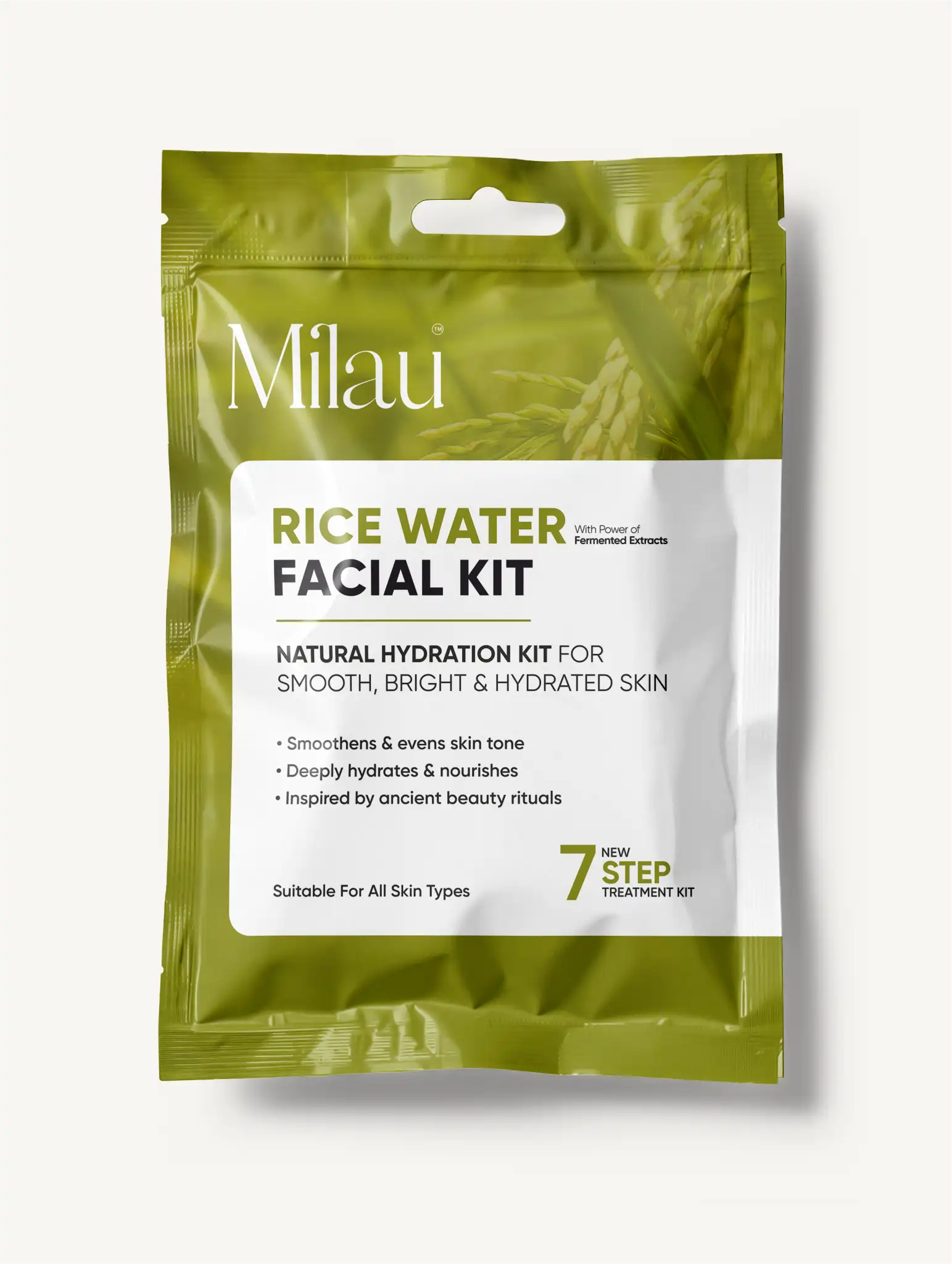Milau Rice Water Facial Kit – Natural Hydration 7 Step Facial Kit for Smooth & Glass Skin