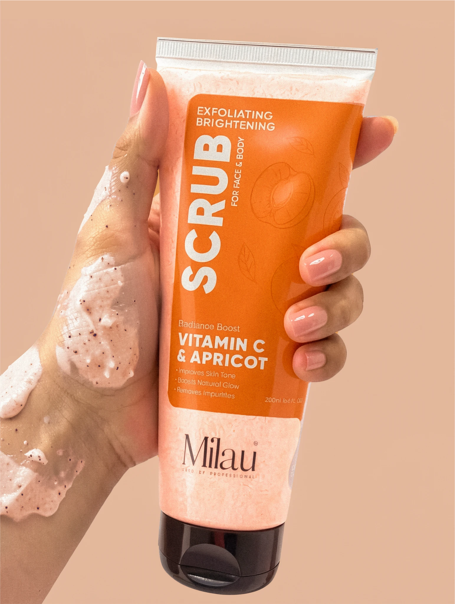 Exfoliating Scrub Texture with Apricot Granules for Deep Cleansing | Milau