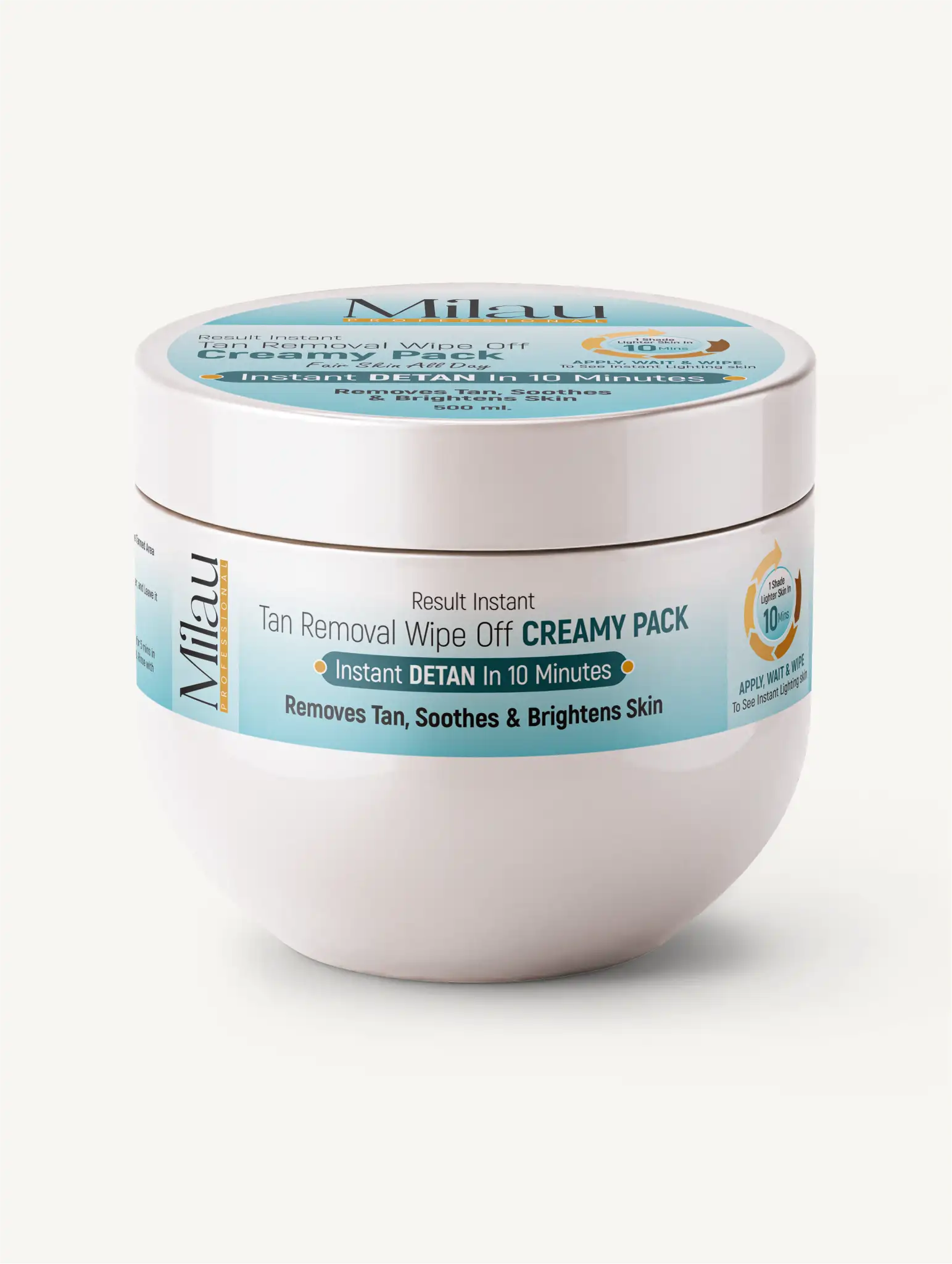 Milau Tan Removal Wipe-Off Creamy Pack – Instant De-Tan & Brightening Face & Body Pack (300ml)