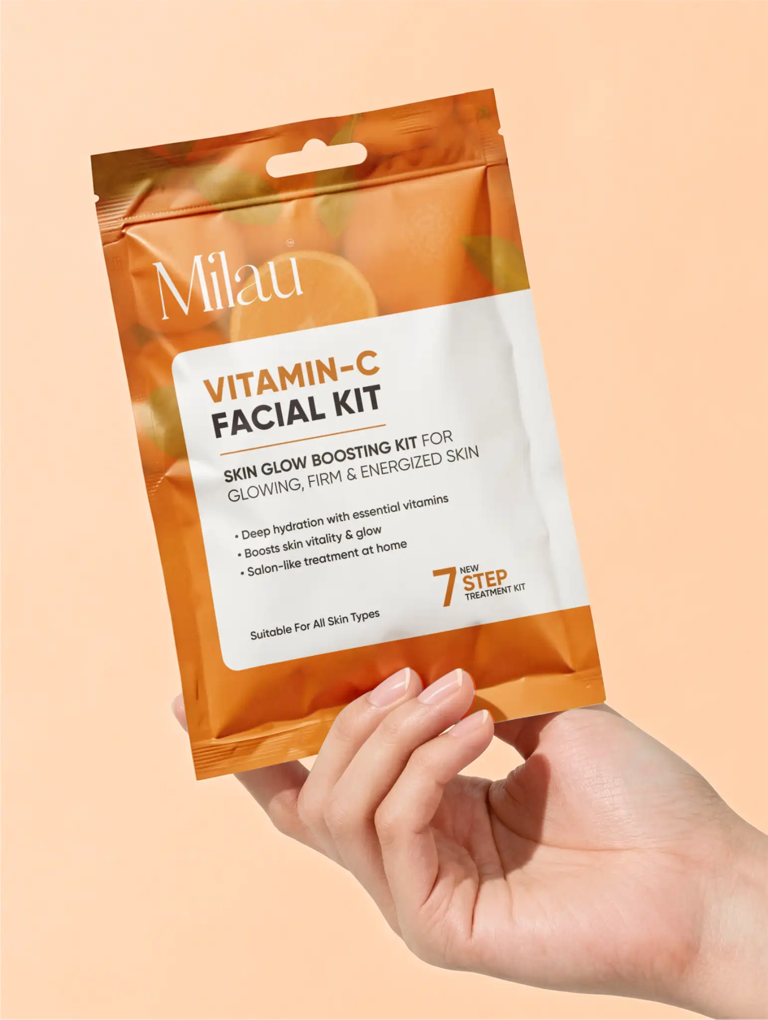 Milau Vitamin C Facial Kit – Skin Glow Boosting 7 Step Facial Kit for Bright & Energized Skin