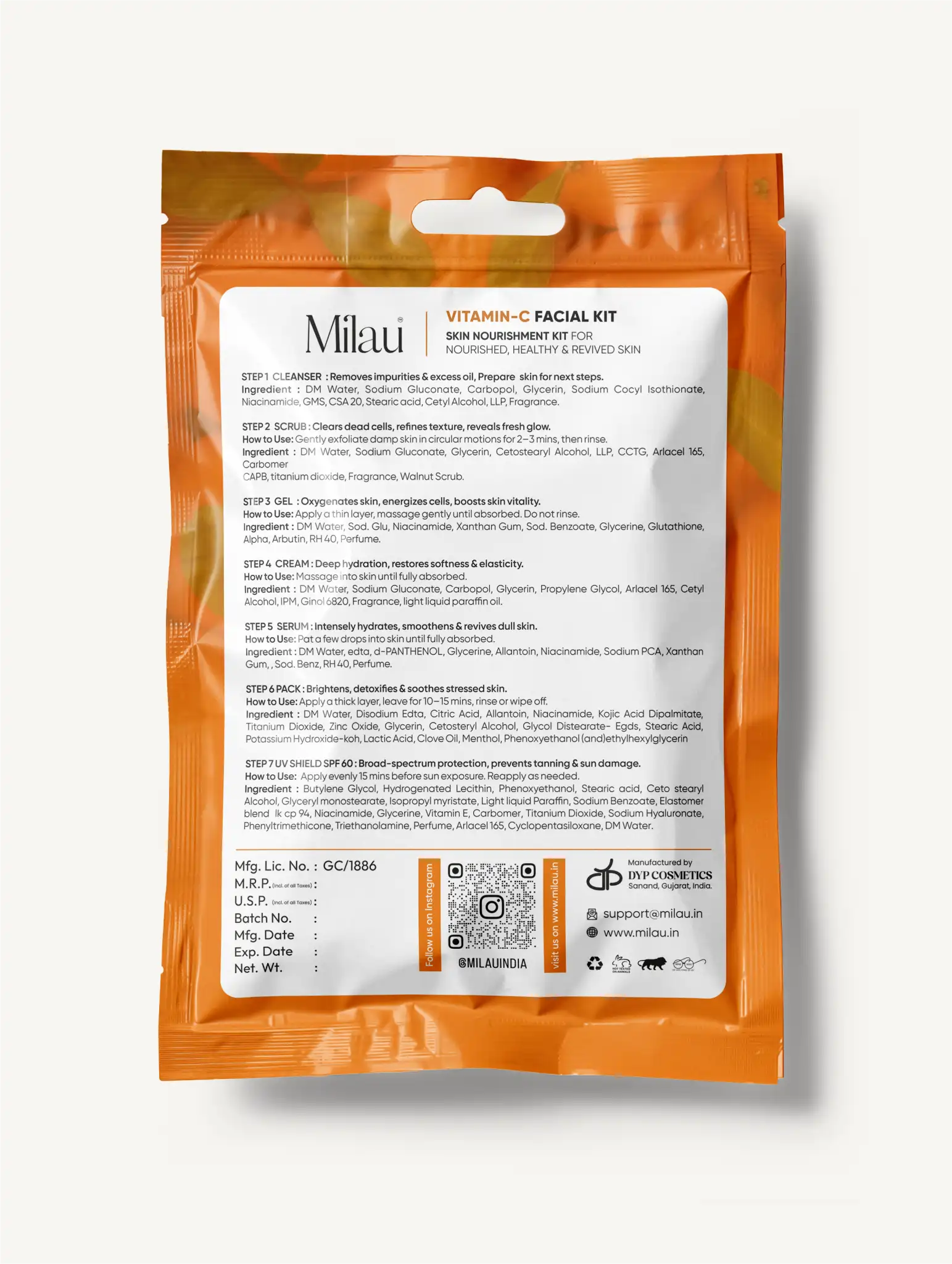 Milau Vitamin C Facial Kit – Skin Glow Boosting 7 Step Facial Kit for Bright & Energized Skin
