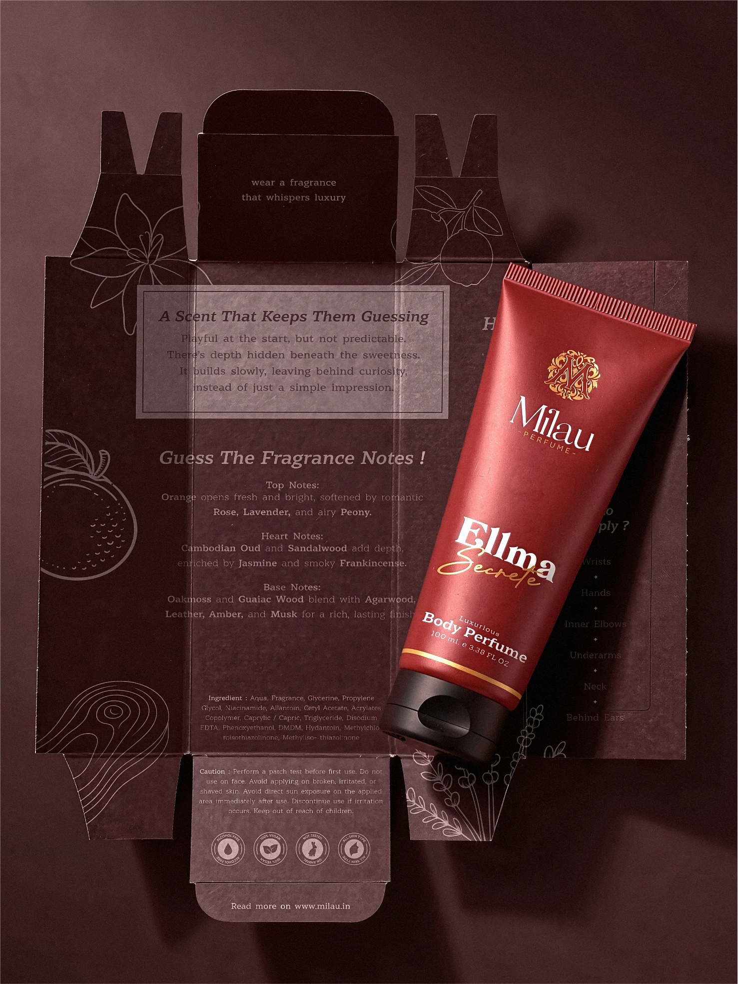 Milau Ellma Secrete Body Perfume Fragrance Notes & Ingredients