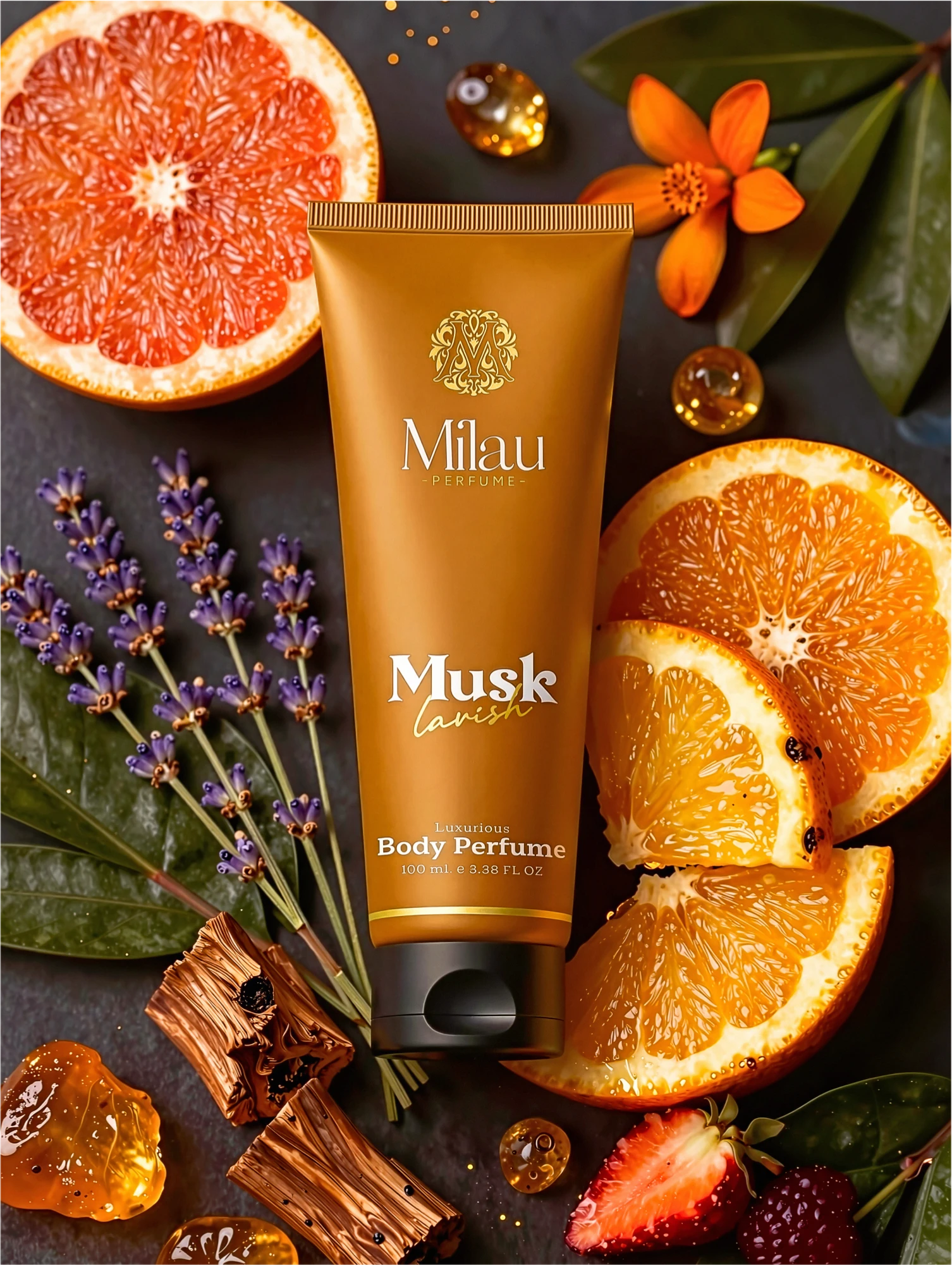 Milau Musk Lavish Luxurious Body Perfume Cream with Fresh Citrus & Lavender Ingredients – 100ml