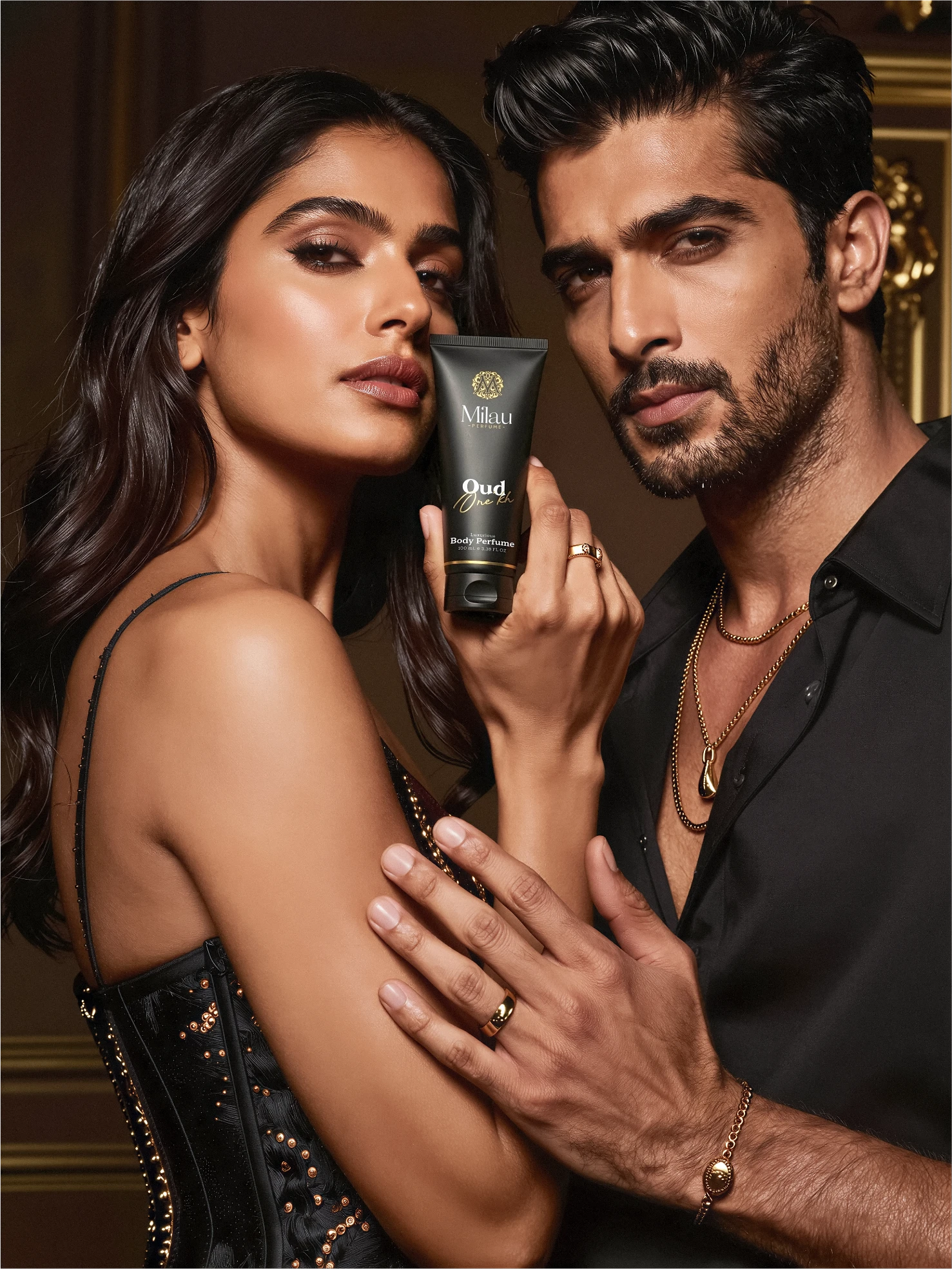 Milau Oud One Kh Intense Luxury Body Perfume Cream Elite Glamour Couple Shoot – 100ml