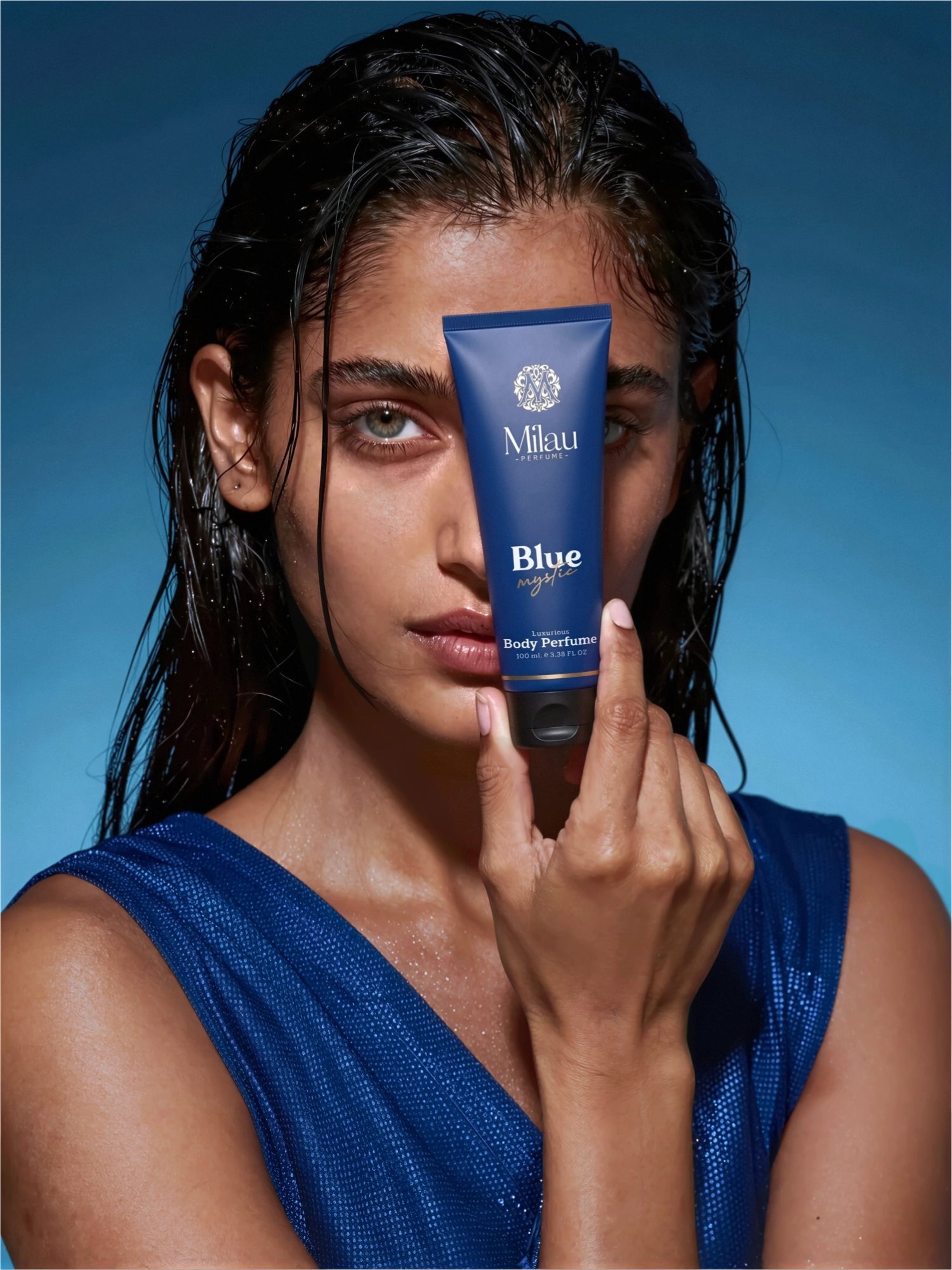 Milau Blue Mystic Fresh Ocean Body Perfume Cream Sensual Wet-Look Lifestyle Campaign – 100ml