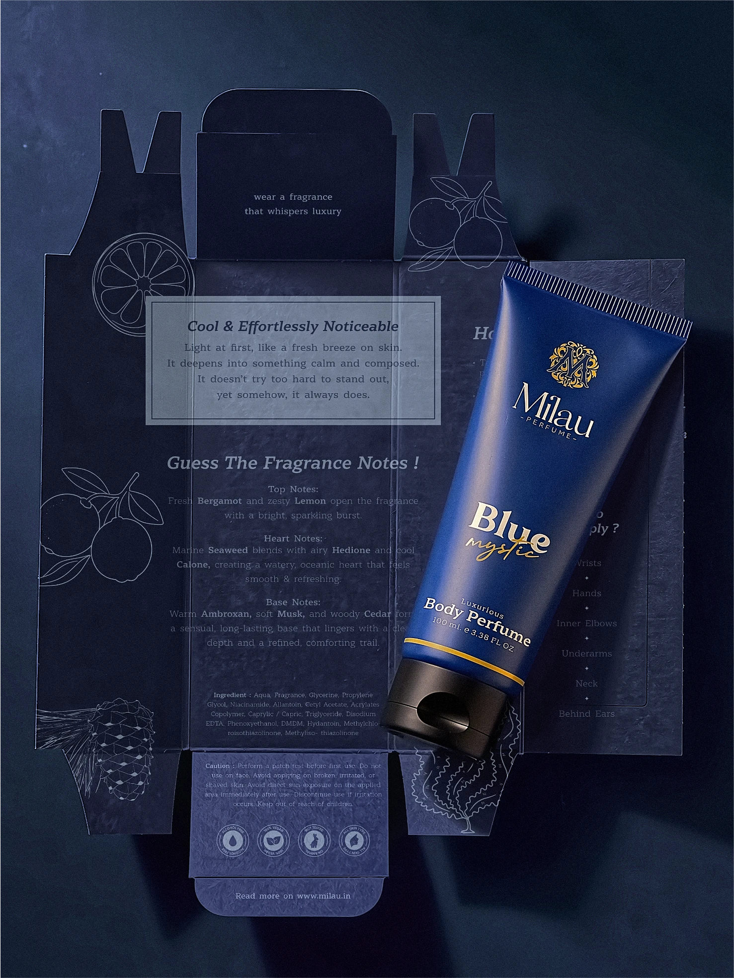 Milau Blue Mystic Body Perfume Fragrance Notes & Ingredients