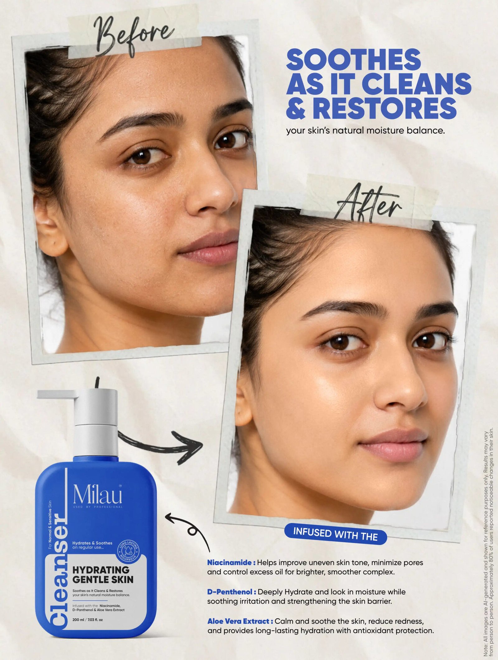 Milau Hydrating Gentle Face Wash – Before & After Results